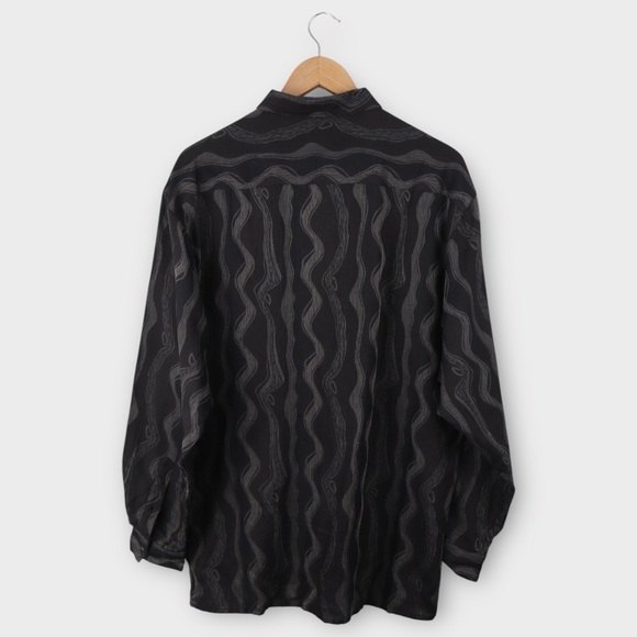 Vintage Andrew Fezza Shirt Men’s Size Large Relaxed Abstract Striped Button Down - Picture 4 of 4